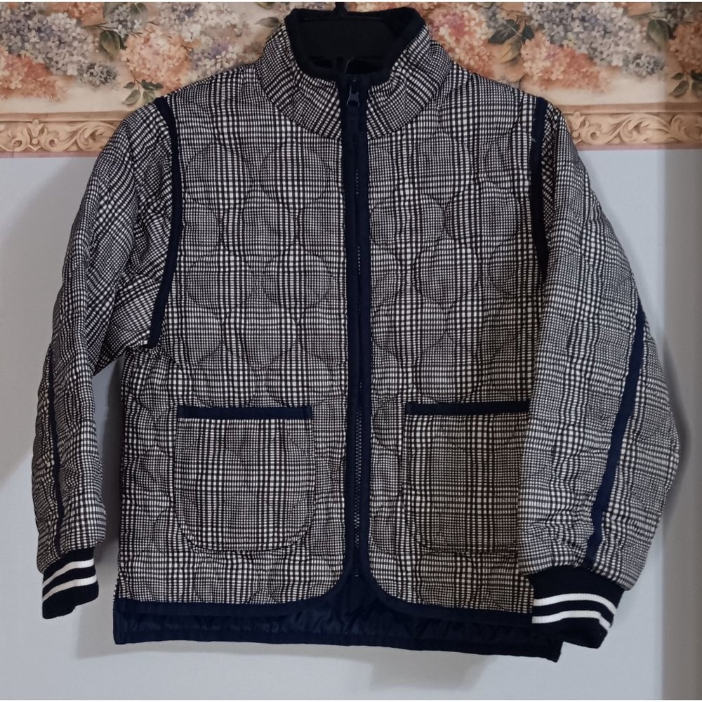 Free Assembly Large 10/12 Plaid Black Quilted Pocket Outdoor Zip Jacket